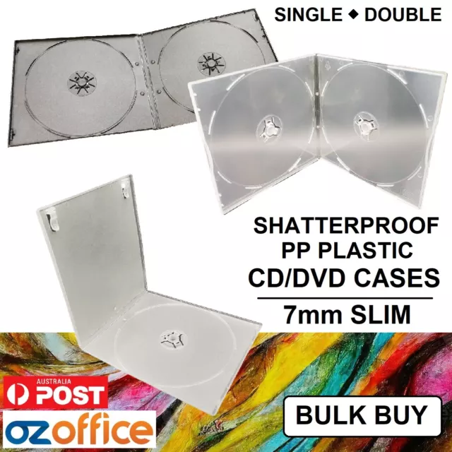 SUPER SLIM 7mm CD DVD Cases PP Plastic Covers Single Double Quad Half Size Cases