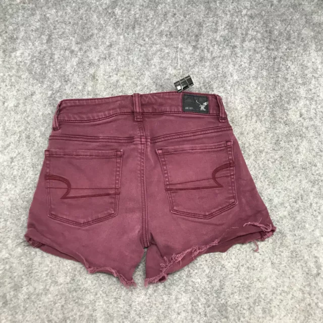 American Eagle Shorts Womens Size 00 Maroon Stretch AEO Denim X Hi-Rise Shortie