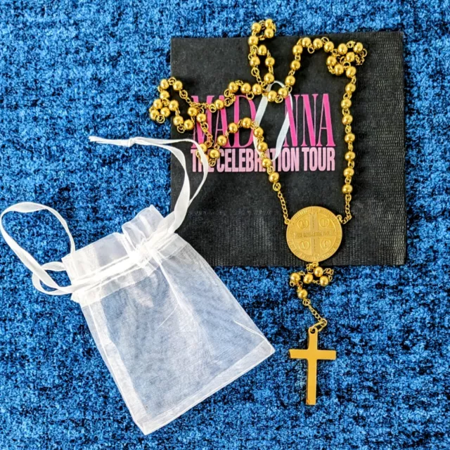 Madonna Celebration Tour Rosary Beads Gold New York Promo Msg Pop Up 2024 Rare