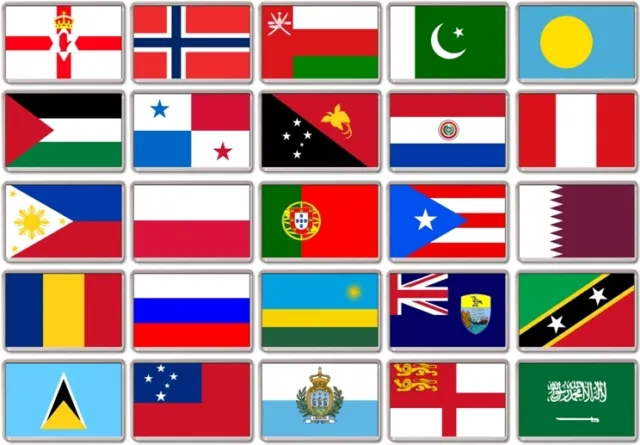 FRIDGE MAGNET - WORLD FLAGS (Various) Large , N to S