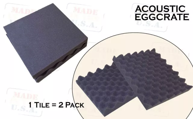 12 PACK Egg Crate Soundproofing Acoustic Foam Tiles Wall Panels 12" X 12" X 1.5" 2