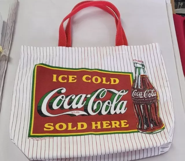 1990 Coca-Cola Linen Canvas Tote Bag Vintage
