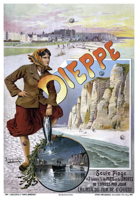 Affiche chemin de fer Ouest - Dieppe