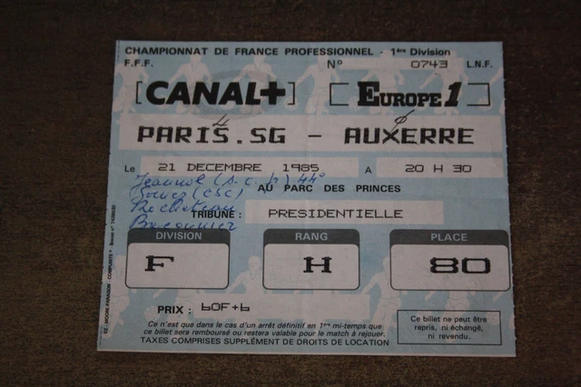 PSG PARIS SAINT Germain Lisbonne Portugal 1985 Ticket Collection Football Rare EUR 14,00 - FR