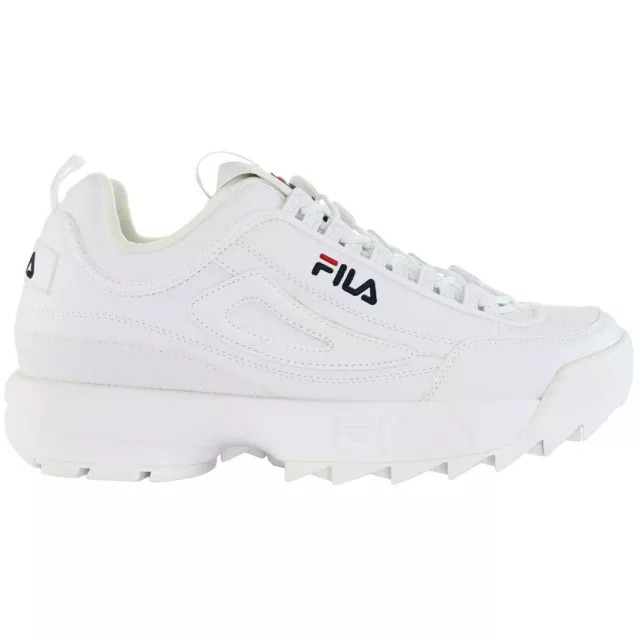 Fila Disruptor Low Lace-Up White Smooth Leather Mens Trainers 1010262 1FG