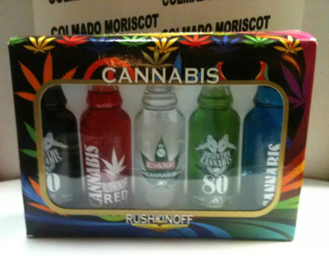 MINI PACK CANNABIS RUSHKINOFF 5u x 4cl cristal miniatura mignonette mini bottle