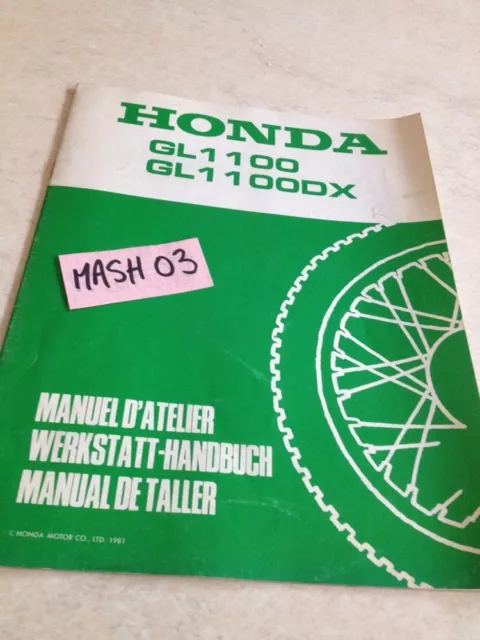 supplément manuel atelier Honda GL 1100  GL1100 DX Shop manual éd. 81 goldwing