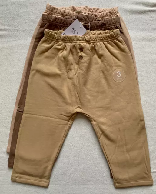 BNWT Baby Boys Mink Brown Joggers 3pk 12-18 months NEXT