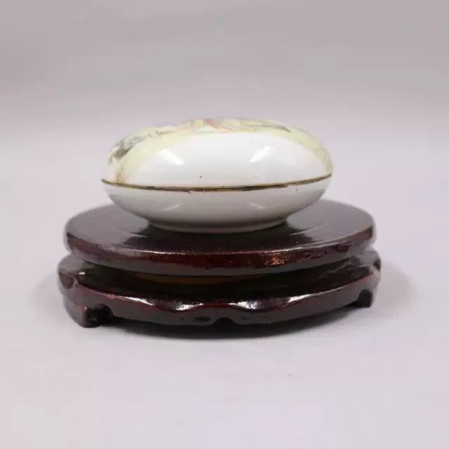 Chinese Famille Rose Porcelain Maid Pattern Ink Box Rouge Case 4.21 inch 3