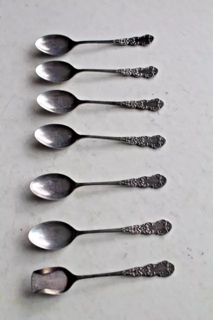 Vintage SUGAR Spoon & Spade EPNS Teaspoon x7 Antique Tea Service set