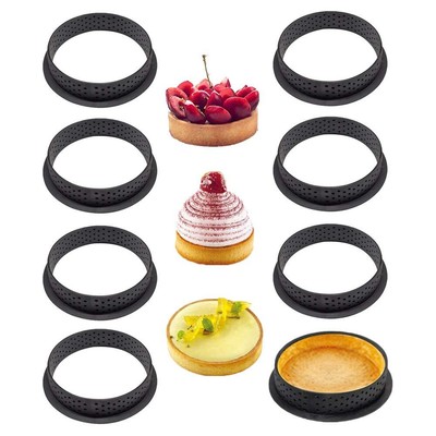 CYSJ 4 Pezzi Anello per Torte Cerchio Torte Perforato per Mousse Anelli Anello per Crostata di Pasticceria Taglierina Perforata Cerchio per Mousse di Forma Rotonda Decoratore 