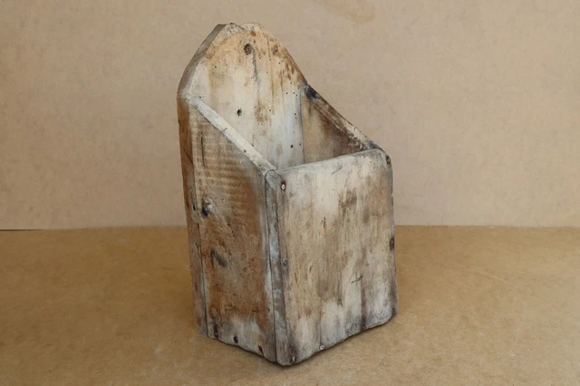 Old Antique Primitive Wooden Wall Shelf Rack Box for Cutlery Chest Rustic XIX-XX