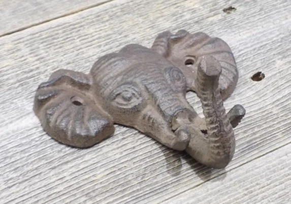 Antique Cast Iron Metal Wall Hooks Elephant Handmade Hat Coat Towel Hanging