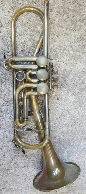 Schagerl Trumpet Gansch Horn Heavy Raw Brass w/case