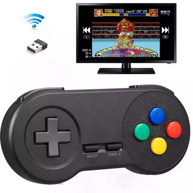 Rechargeable USB SNES Controller Wireless Gamepad for PC Mac Retropie Emulator