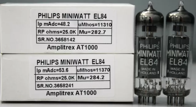 El84 Philips Miniwatt Made In Holland Amplitrex Tested #3658141,3658242