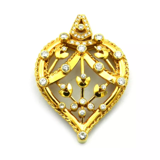 Pendentif Diamant Que Cœur Avec 1.36 Carats Brillants En 18K Or Travail Manuel