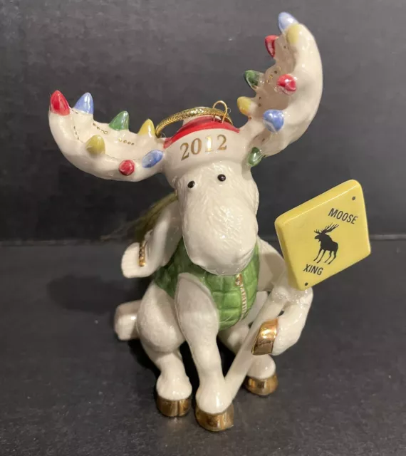 Lenox 2012 Merry Moose Crossing Christmas Ornament