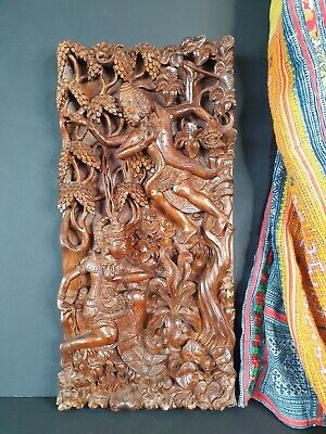 Old Balinese Deep Carved Wooden Wall Hanging …beautiful collection and display