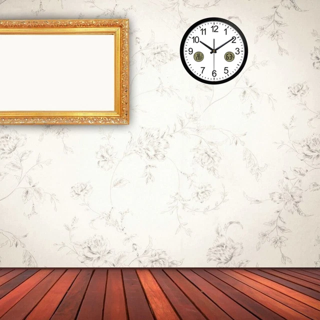 12 pulgadas reloj para el hogar reloj con medidor de temperatura y humedad LCD silencioso