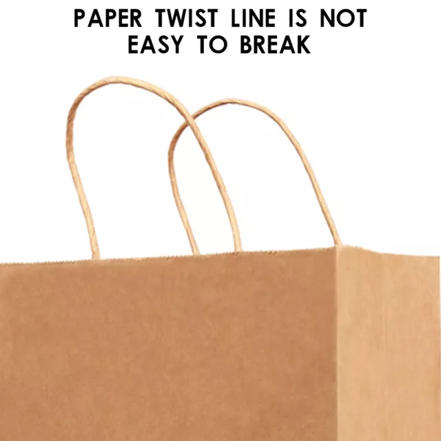 50 x Bulk Kraft Paper Bags Gift Shopping Carry Craft Brown Bag with Handles UK 3