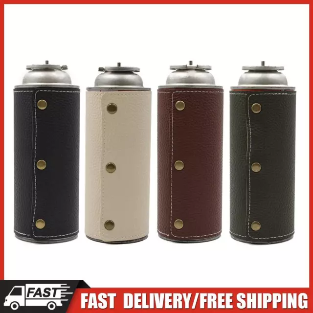Leather Fuel Canister Sleeve Portable Gas Bottle Cover Propane Tank Holder Bag D