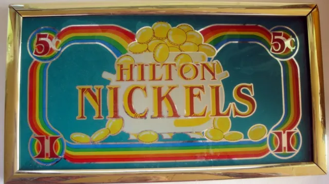 Vintage Las Vegas Hilton Casino Mirror Glass NICKLES CAME OUT OF SLOT MACHINE