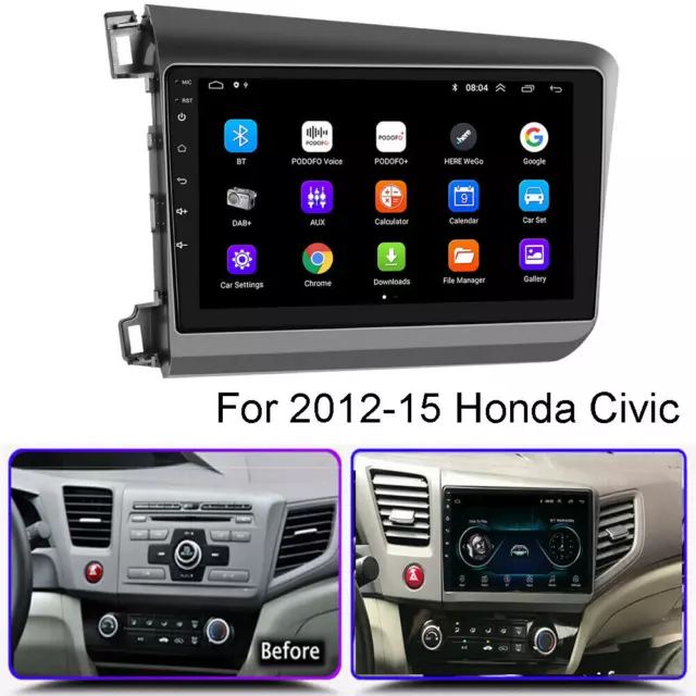 For Honda Civic 2012-2015 Android 12.0 Car Stereo Radio Apple Premium Gps Player