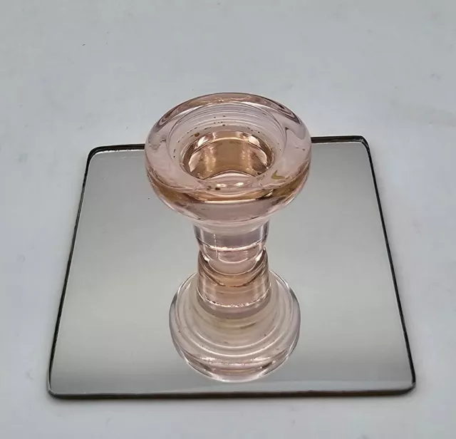 Vintage Hand Cut Crystal Perfume Bottle Blush Pink Stopper Art Glass 1"