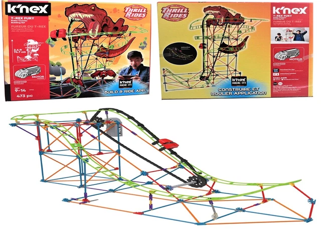 KNEX THRILL RIDES T-Rex Fury Roller Coaster Building Set Ages 9+ Toy ...