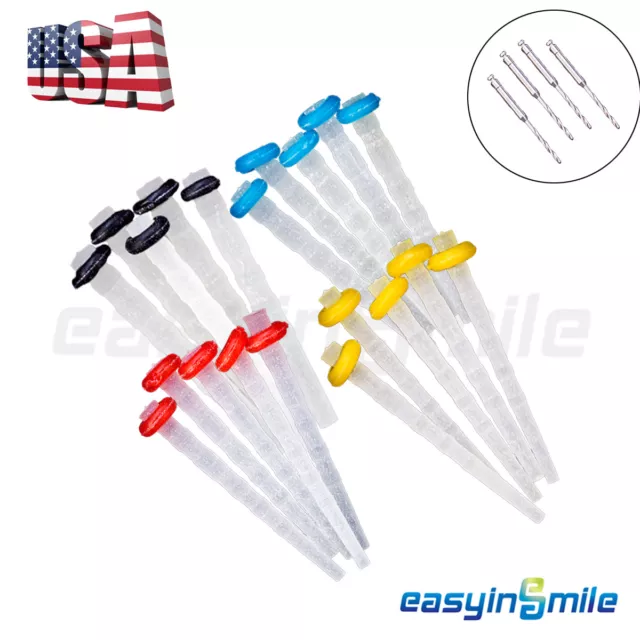 20Pcs Dental Endo Quartz Fiber Post Resin Glass Screw Pile& 4 Drills EASYISNMILE