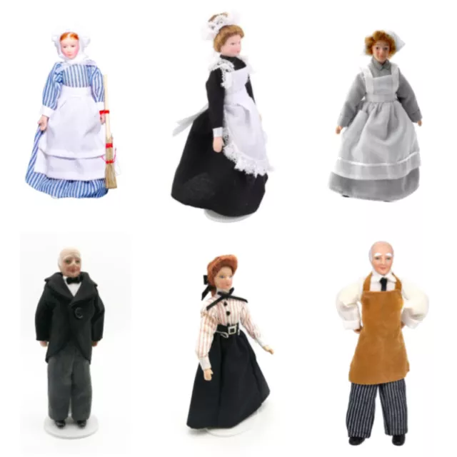 1/12 Scale Dollhouse Miniature Victorian Dolls Vintage Maid Chef Shopkeeper Toys