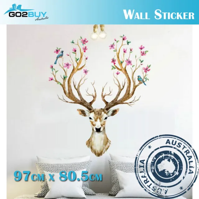 Wall Stickers Removable Sika Deer Living Room Decal Picture Art Wallpaper Flower