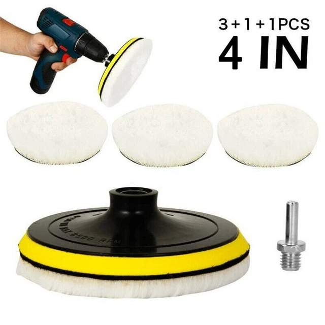 Kit mop completo per trapano autolucidante 5 dischi lucidanti lana 4 pollici