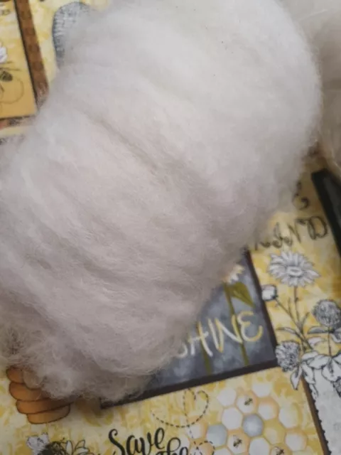 100gr Carded Australian White Lambs Wool Batts Spinning Felting Crafts 2