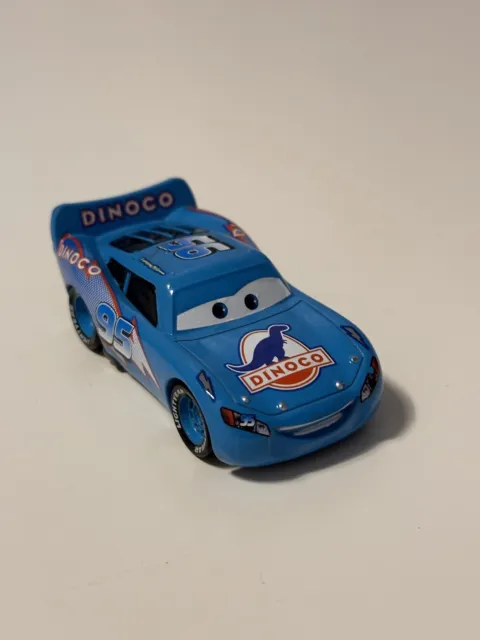 DINOCO BLUE LIGHTNING MCQUEEN #95 Dinoco Race Car Disney Cars 1:55 Diecast