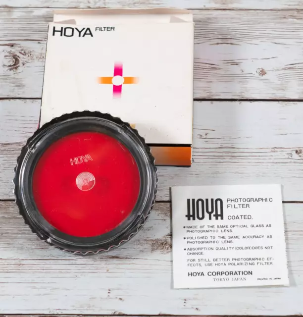 Filtro de lente vintage 55 mm Hoya rojo R (25A) Ø + estuche protector y papeleo