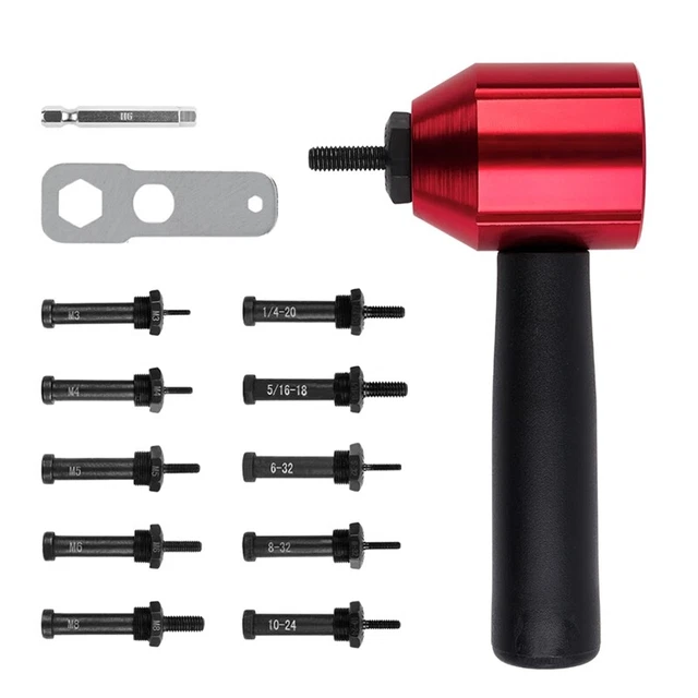 Kit Adattatore Per Pistola Rivetto Con Impugnatura Rivettatore Trapano Attacco Rivettatura Utensile Manuale Inserto Dado Per Trapano Elettrico A Batteria Nero 1 Pezzi