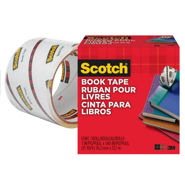 Book Tape, 3" Core Size, 3" x 15 Yards, Clear