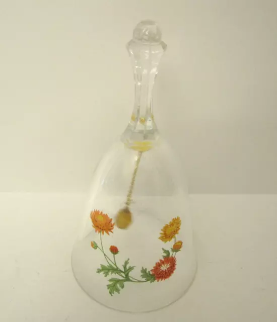 Vintage Avon 24% Full  Lead Crystal Floral Marigold October  Birthday  Bell  6"