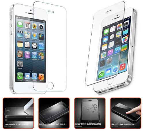 Pellicola Protettiva Per Apple Iphone 5 5S Se Vetro Temperato Tempered Glass