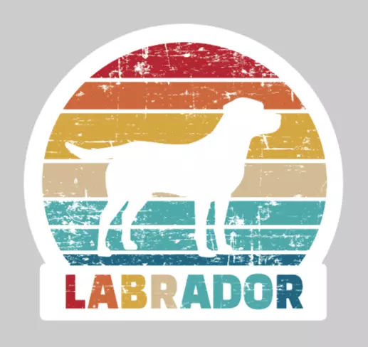 Labrador Dog Silhouette Retro Vintage Surf Style Die Cut Glossy Fridge Magnet