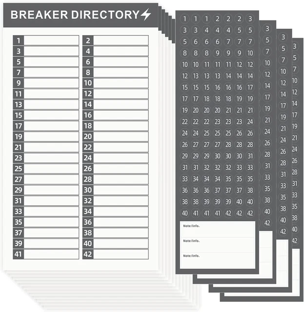 16 SHEETS BREAKER Panel Labels Electrical Sticker Numbers Adhesive WP
