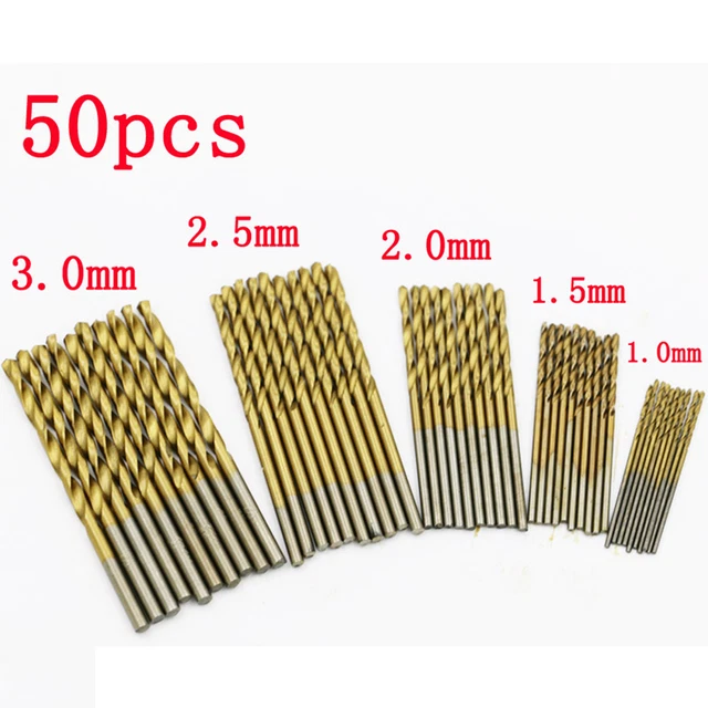 50Pcs Twist Drills Bits Saw HSS High Steel Titanium Coated Drills Wood&Met;;i