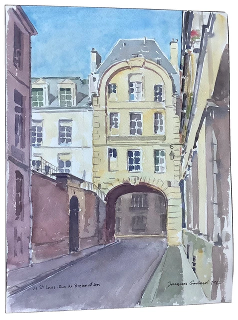 tableau-peinture-aquarelle-originale-jacques-godard-1920-2016-paysage