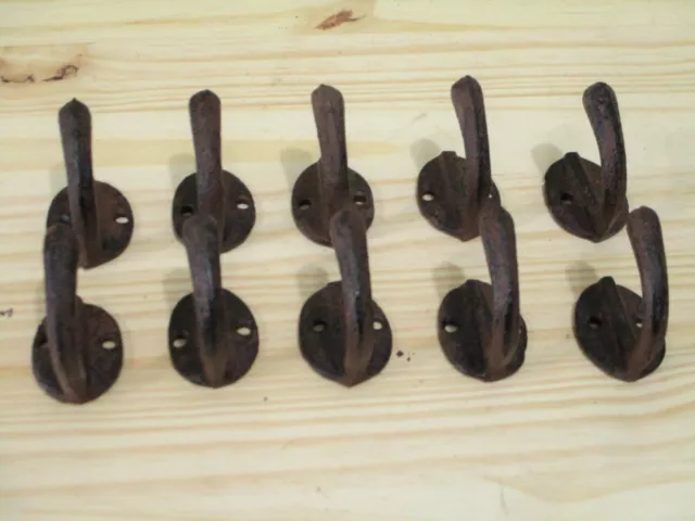 10 Small Rustic Coat Hooks Cast Iron Wall Mount Hat Hook Towel Dog Leash Key Cap