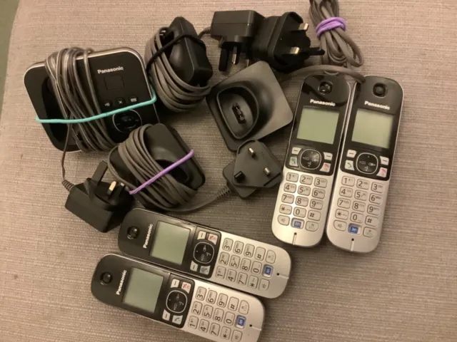 Panasonic Phones x 4,with chargers,one plugs into phone line.excellent condition