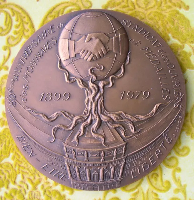 Medaille 80 Ans Syndicat Ouvriers Des Monnaies Et Medailles Pessac Cgt 1899-1979