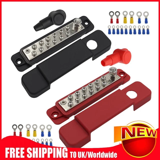 DC 48V 12P Barre Cablaggio Busbar con Coperture + Terminali Anello per Auto Yacht