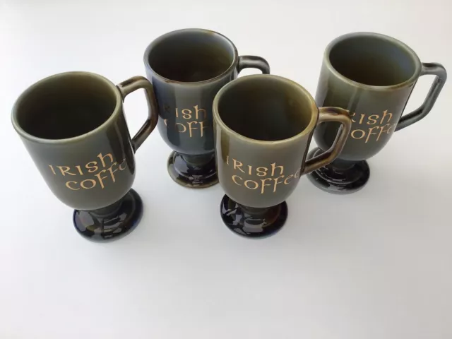 Vintage  Wade Ireland Mug Set for Irish coffee blue green porcelain - 4 mugs